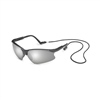 Scorpion Safety Glasses, Silver Mirror Lens, Black Frame, Adjustable Length Temples, Retainer