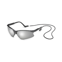 Scorpion Safety Glasses, Silver Mirror Lens, Black Frame, Adjustable Length Temples, Retainer