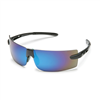 Safety Glasses, Odyssey, Clear Mirror Lens, Black Frame, SoftFlex Nosepiece, PolySquare Design