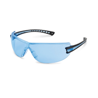 LuminaryÂ® Safety Glasses, Wraparound Pacific Blue Anti-Scratch Lens, Black Temple, Lightweight