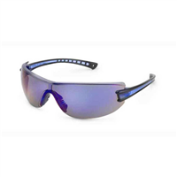 LuminaryÂ® Safety Glasses, Wraparound Blue Mirror Anti-Scratch Lens, Black Temples, Lightweight