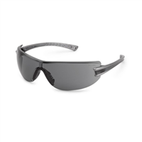 LuminaryÂ® Safety Glasses, Wraparound Gray Anti-Scratch Lens, Silver Temple, Lightweight