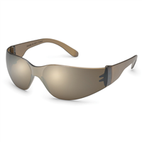 StarLite Safety Glasses, Mocha Mirror Wraparound Lens, Gray Frame, Deep Temple, Snug Comfortable