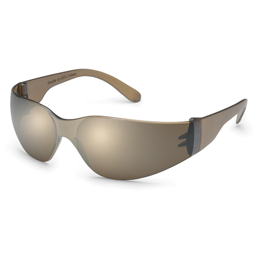 StarLite Safety Glasses, Mocha Mirror Wraparound Lens, Gray Frame, Deep Temple, Snug Comfortable