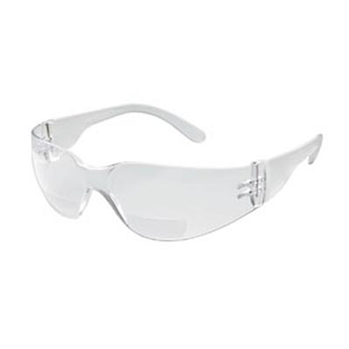 StarLite Safety Glasses Mag, Clear Wraparound Bi-Focal Lens, 1.0 Magnification, Clear Frame