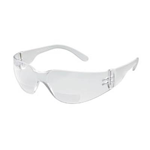StarLite Safety Glasses Mag, Clear Wraparound Bi-Focal Lens, 1.5 Magnification, Clear Frame