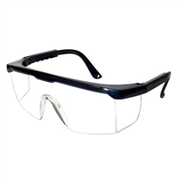 Strobe Safety Glasses, Clear Anti-Fog Lens, Black Frame, Adjustable Temples, Molded-In Sideshields