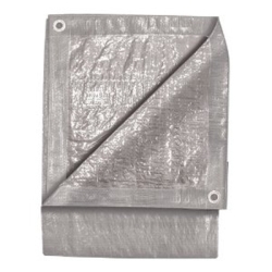 Standard Duty Silver Tarp, 5' x 7', Two Layer Polyethylene, Reinforced Hem Edge, Aluminum Grommets