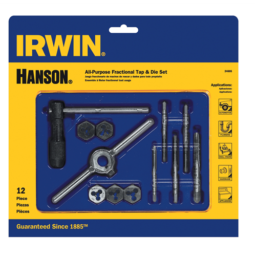 12 Piece Machine Screw / Fractional Tap and Hex Die Set