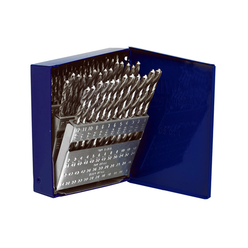 60 Piece High Speed Steel Wire Gauge Straight Shank Jobber Length Drill Bit Set