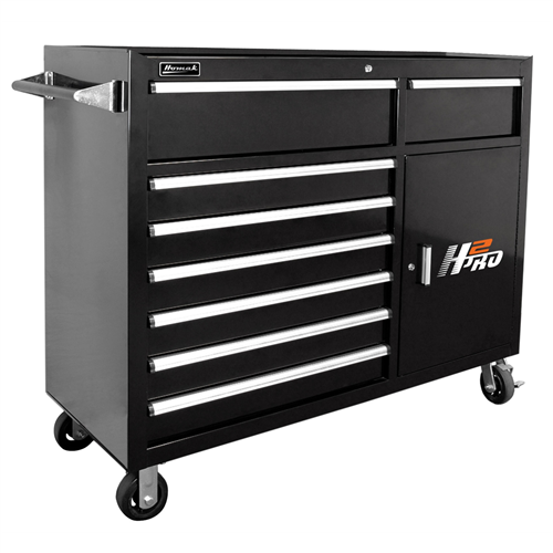 Homak Mfg. 56 in. H2Pro Series 8 Drawer Rolling Cabinet, Black