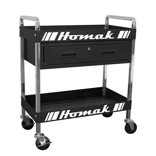 Homak Mfg. Metal Service Cart-Black 30 in. 1-Drawer