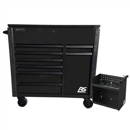 44in 8-Drawer Service Cart w/Power Tool Holder Drawer- Black