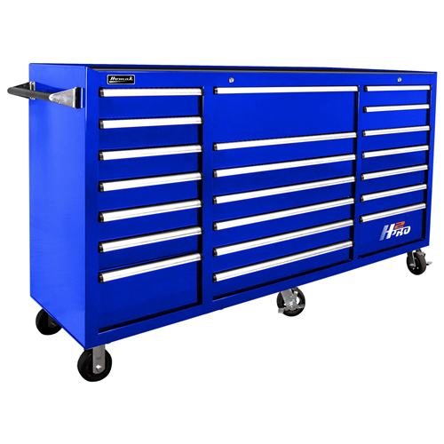 Homak Mfg. 72 in. H2Pro Series 21 Drawer Rolling Cabinet, Blue