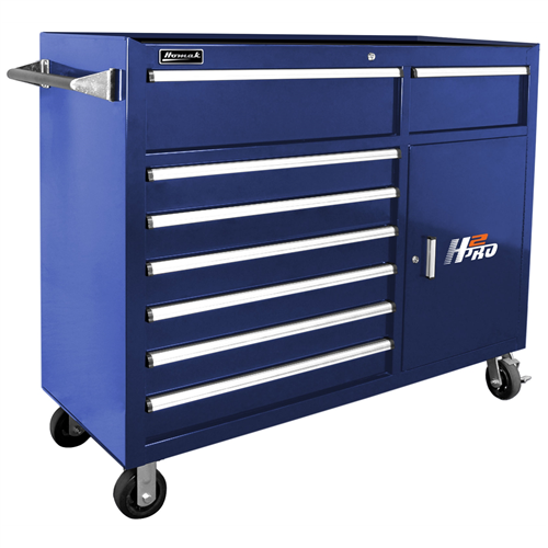Homak Mfg. 56 in. H2Pro Series 8 Drawer Rolling Cabinet, Blue