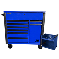 44in 8-Drawer Service Cart w/Power Tool Holder Drawer- Blue