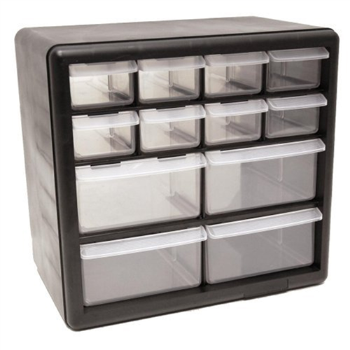 Homack Mfg Homha01012001 Homak Mfg. 12-Drawer Parts Organizer, Black