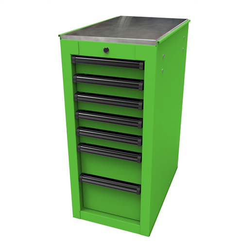 Homak Mfg. RS PRO 14-1/2 in. 7-Drawer Side Cabinet, Lime Green