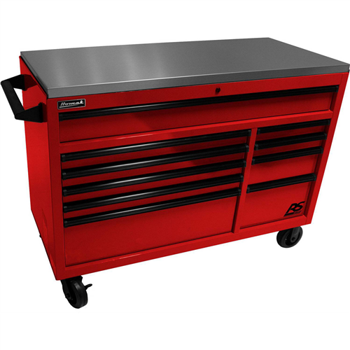 Homak Manufacturing Rd04054014 54 Roll Workstation W/Ss Worksurface-Red