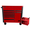 44in 8-Drawer Service Cart w/Power Tool Holder Drawer-Red