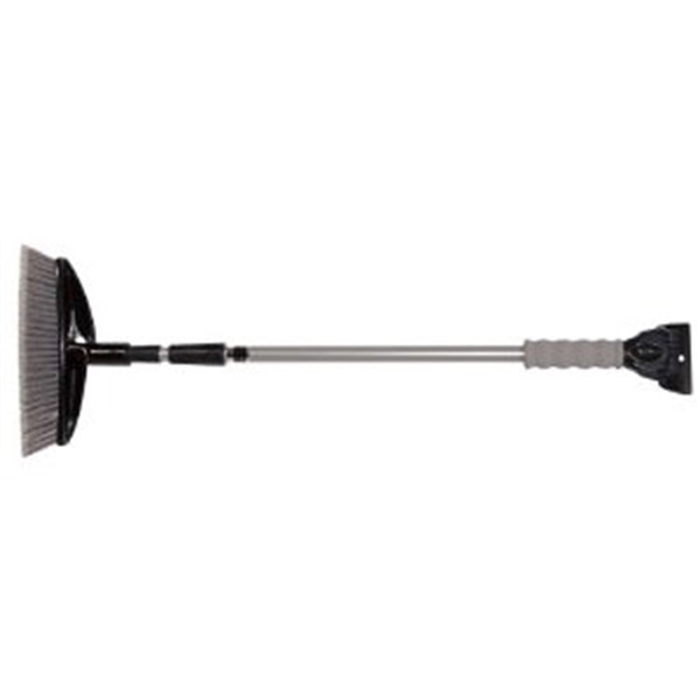 Snow Broom, 12 in. Wide Swivel Head, Handle Extends to 54 in., Ice Scraper on Opposite End