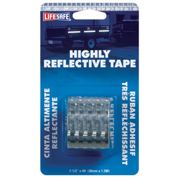 Reflective Safety Tape, Silver, 1-1/2" x 4' Roll, Highly Reflective