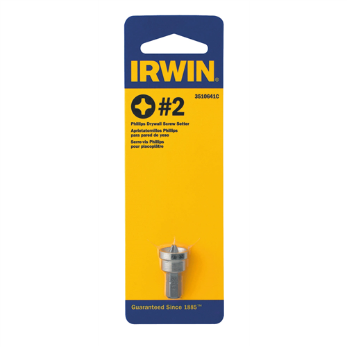 Drywall Screwsetter, #2 Phillips, 1/4" Hex Shank, 1" Long, Carded, 1 per Card