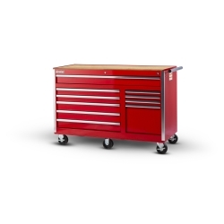 56 x 24 x 10 drawer Woodtop Cabinet, Red