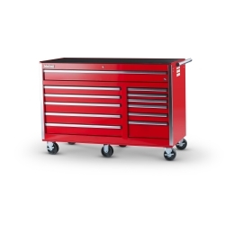 56 in. 12-Drawer Ball Bearing Slides Roller Cabinet, Red