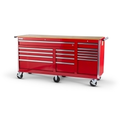 75 x 24 x 15 drawer Woodtop Cabinet, Red