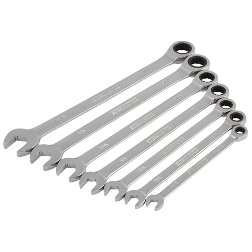 7pc SAE 144 Position Ratcheting Wrench Set - J S Products (Steelman)