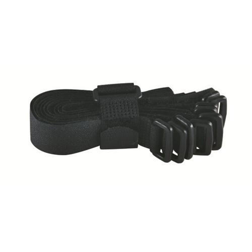 8" Blk Velcro Strip-Tie Fasteners w/ Buckle 8 Pcs