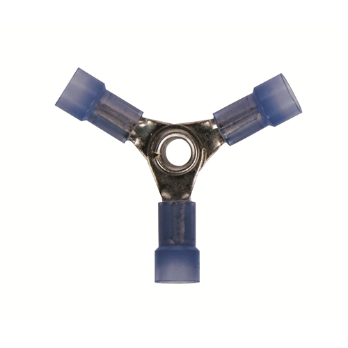 16-14 3-Way (Y) Blue Nylon Connector 4 Pcs