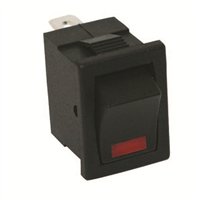 Black Mini Rocker w/Red LED 15A 12V S.P.S.T. 1 Pc