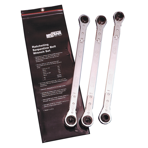 3 PIece Universal Ratcheting Serpentine Belt Wrench Set