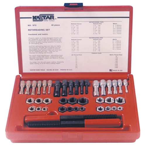 40 Piece Fractional and Metric Thread Restorer Kit