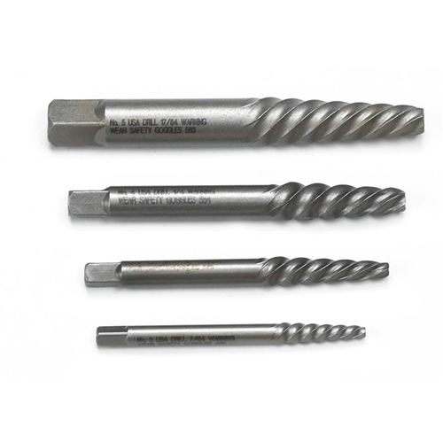 4 Piece Spiral Screw Extractor Set