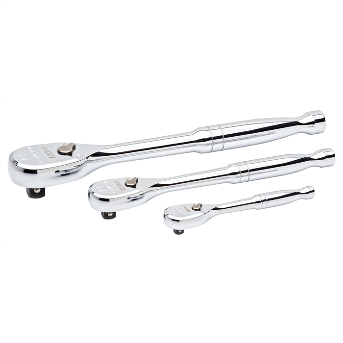 3-Piece Full Polish Mixed Ratchet Set (1/4 in., 3/8 in., 1/2 in. Drives)
