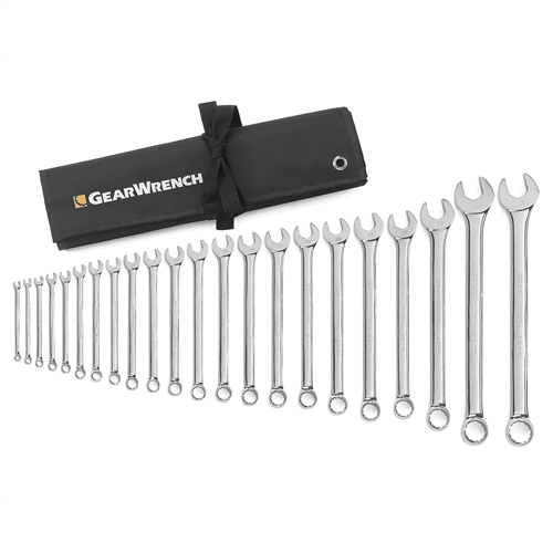 22-Piece 12-Point Metric Long Pattern Combination Wrench Set with Wrench Roll