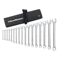 18-Piece SAE Long Pattern Combination Non-Ratcheting Wrench Set