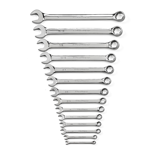 14-Piece 6-Point SAE Full Polish Combination Wrench Set