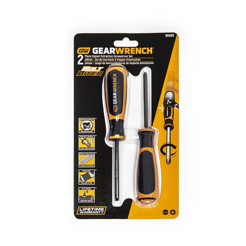 Gearwrench 86090 2Pc Bolt Biter Extraction Screwdriver Set