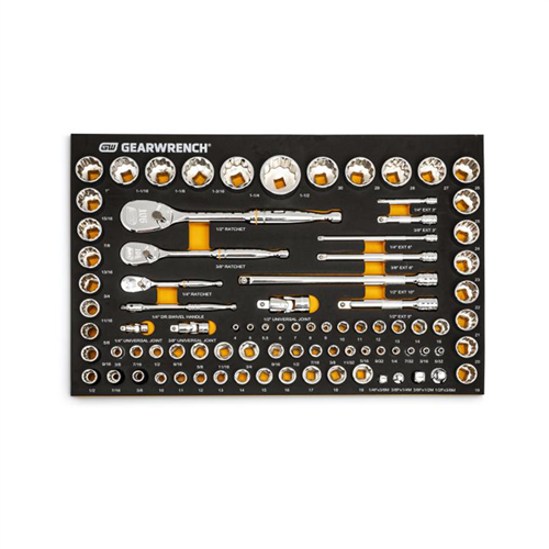 83 Pc. 1/4", 3/8", 1/2" 90-Tooth SAE/Metric Mechanics Tool Set with EVA Foam Tray