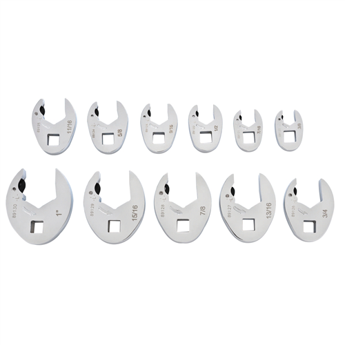 11-Piece SAE Ratcheting Crowfoot Wrench Set