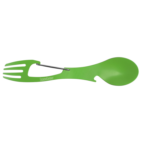 KershawÂ® XL Green Spoon, Fork, Bottle Opener & Carabiner Utensil