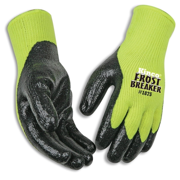 Thermal Gloves, Frostbreaker, Heavy Knit Acrylic, Nitrile Coated Palm, Hi-Vis Yellow, Extra Large