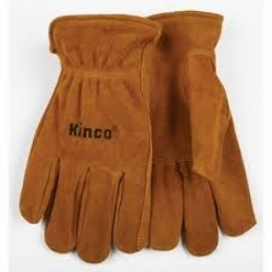 Work Gloves, Unlined Golden Suede Cowhide, Keystone Thumb, Shirred Elastic Back, Medium