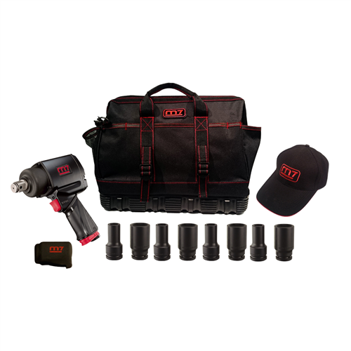 3/4" Drive Mighty Seven Air Tool Kit With Tool Bag And 8 Piece 3/4" Dr. SAE Deep Impact Socket Set