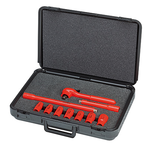 10pc-1, 000v Insltd Socket Set 3/8in Dr Metric - Knipex