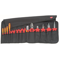 Knipex 15-Piece Tool Roll Bag with Insulated Tools for Working on Electrical Installations